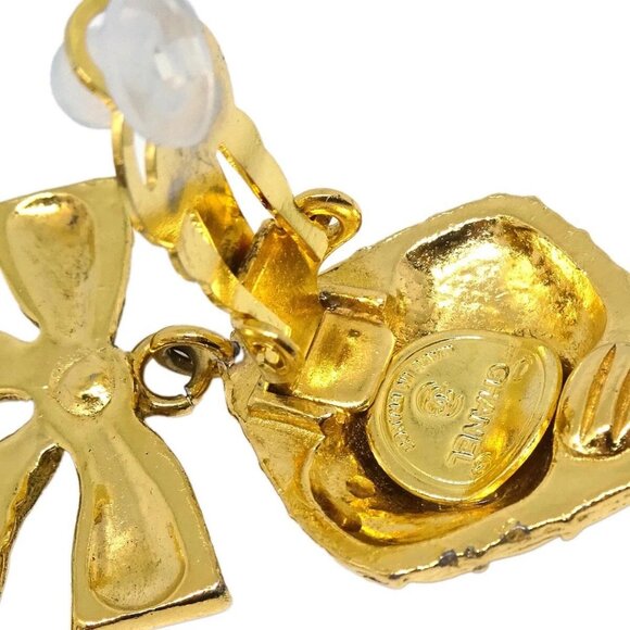 Chanel Gold Bow Rhombus Earrings Clip-On 194982 - Picture 4 of 4